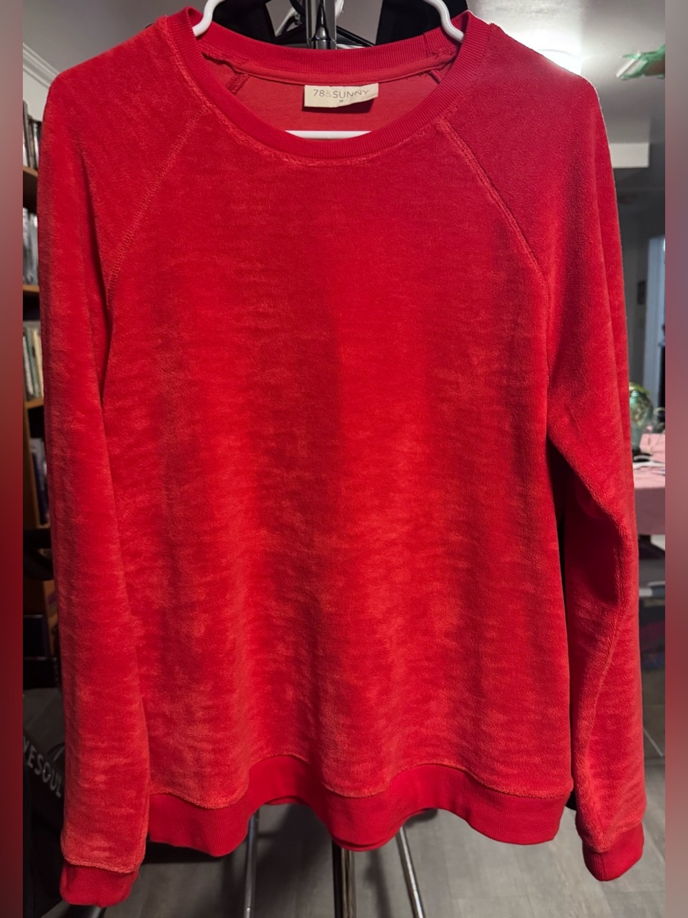 78&Sunny Red Velour Sweatshirt